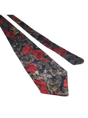 Haggar Mens Floral Necktie Red Black Gray Multicolor Vintage Classic Accessory